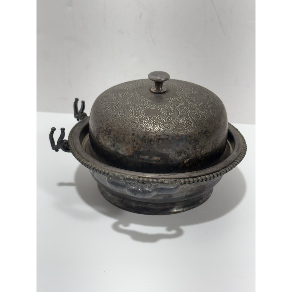New Amsterdam Silver Co Footed Quadruple Plate 615 Pairpoint Butter Dish Vintage